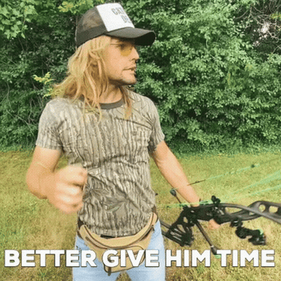 Man Holding Bow And Arrow Saying Better Give Him Time GIF