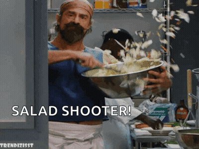 Man Holding Bowl Of Food Salad Shooter GIF