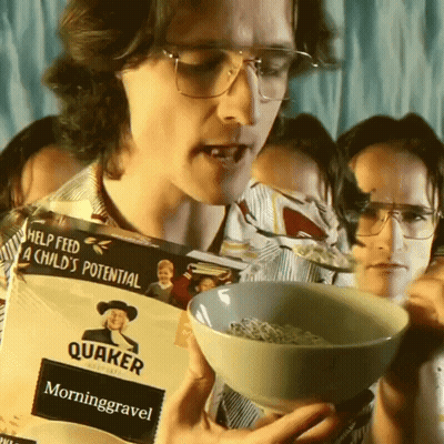 Man Holding Bowl Of Quaker Oatmeal GIF