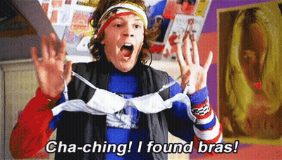 Man Holding Bra Saying Cha-Ching GIF