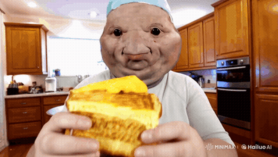 Man Holding Bread Slice With Minimx Hailuo Ai GIF