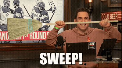 Man Holding Broom Before Cold Beer Sign GIF
