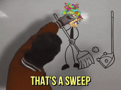 Man Holding Broom Sweep Below GIF