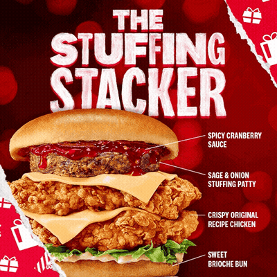 Man Holding Bucket Of KFC Chicken Nuggets Over Head GIF