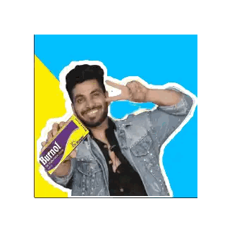 Man Holding Burnol Sticker