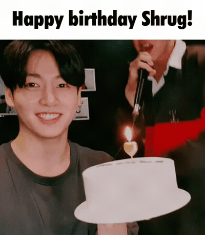 Man Holding Cake With Candle Happy Birthday Shrug GIF