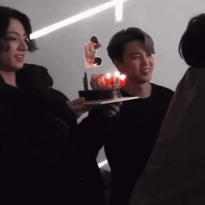 Man Holding Cake With Candles And Jimin Picture GIF