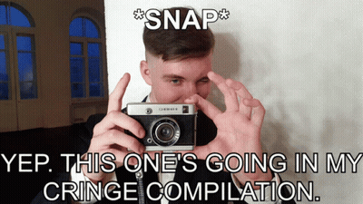 Man Holding Camera Snap Cringe Compilation GIF