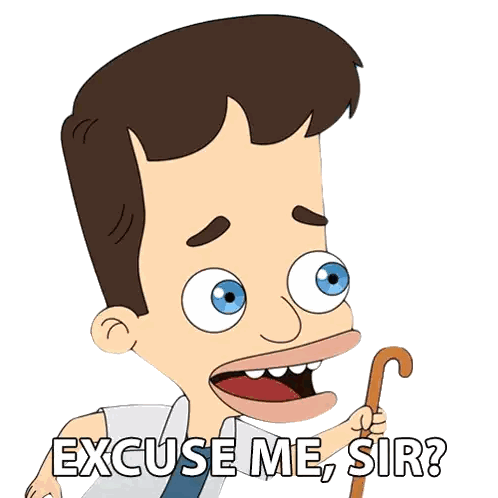 Man Holding Cane Saying Excuse Me Sir Sticker