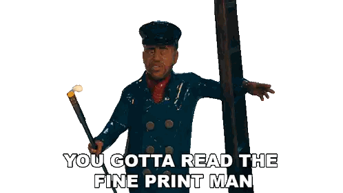Man Holding Cane Saying Read Fine Print Sticker