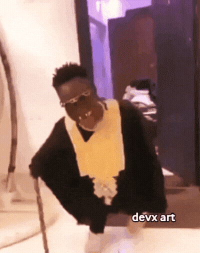 Man Holding Cane With Devx Art GIF