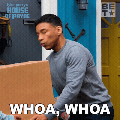 Man Holding Cardboard Box Saying Whoa Whoa GIF