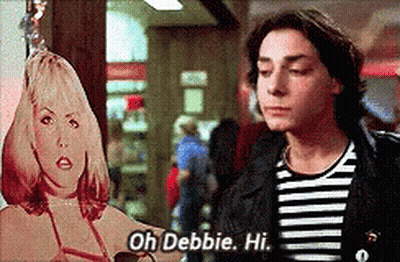 Man Holding Cardboard Cutout Saying Oh Debbie Hi GIF
