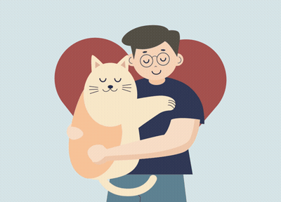 Man Holding Cat With Heart In Background GIF