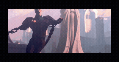 Man Holding Chain In Front Of Building GIF