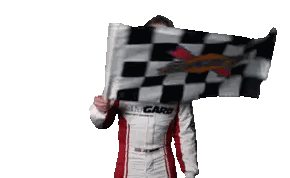 Man Holding Checkered Flag Sundco Sticker
