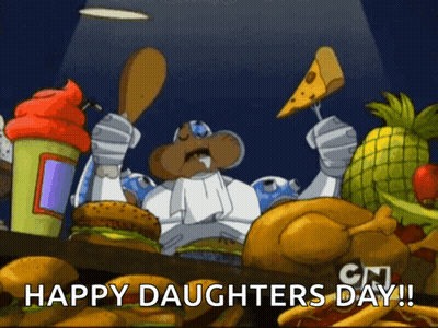 Man Holding Chicken Leg And Cheese Happy Daughters Day GIF