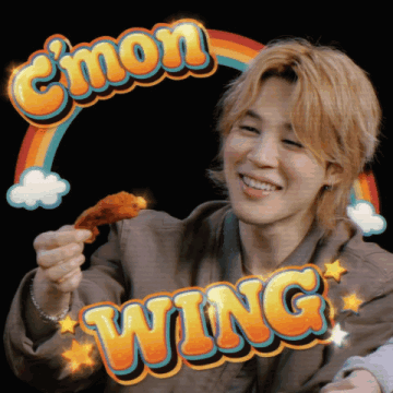 Man Holding Chicken With C'mon Wing Behind Him GIF