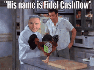 Man Holding Chicken With Fidel Cashflow GIF