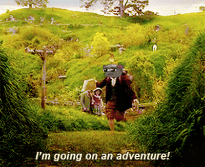 Man Holding Child Saying I'm Going On An Adventure GIF