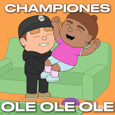 Man Holding Child With Champions Ole Ole Ole