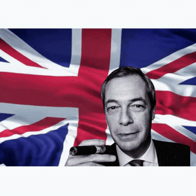 Man Holding Cigar In Front Of Flag GIF