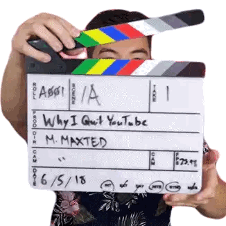 Man Holding Clapper Board Saying Why I Quit YouTube Sticker