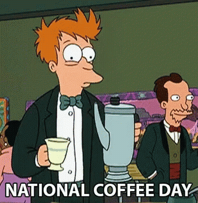 Man Holding Coffee And Blender National Coffee Day GIF