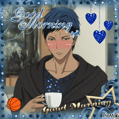 Man Holding Coffee Cup Saying Good Morning GIF