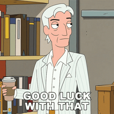 Man Holding Coffee Saying Good Luck With That GIF