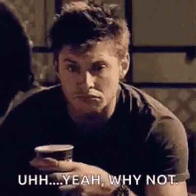 Man Holding Coffee Saying Uhh Yeah Why Not GIF