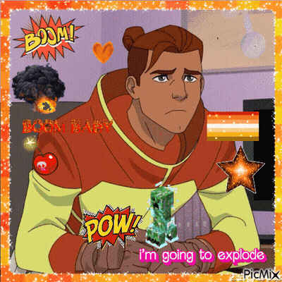 Man Holding Creeper Saying Pow I'm Going To Explode GIF