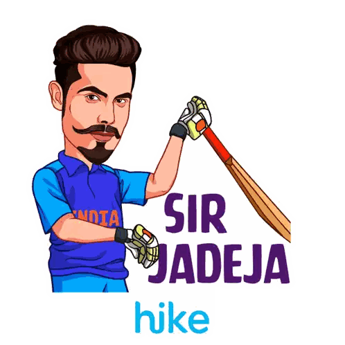 Man Holding Cricket Bat Sir Jadeja Hike Sticker