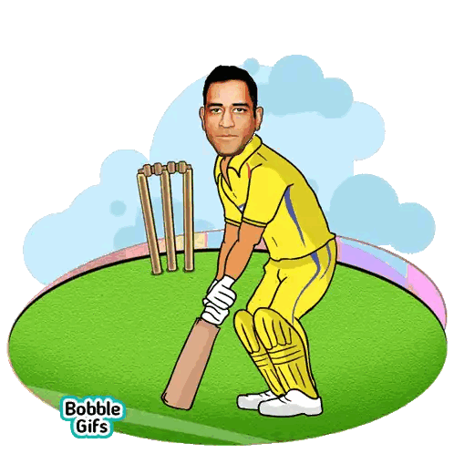 Man Holding Cricket Bat With Bobble GIFs Sticker