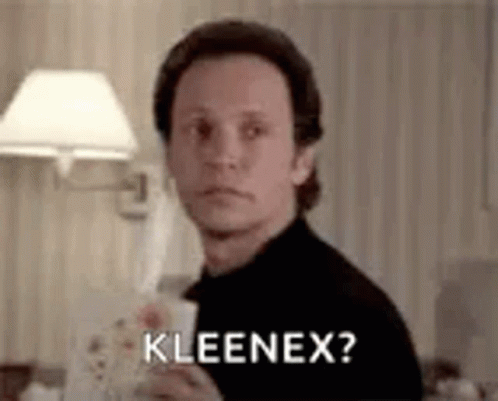 Man Holding Cup Of Coffee Saying Kleenex GIF