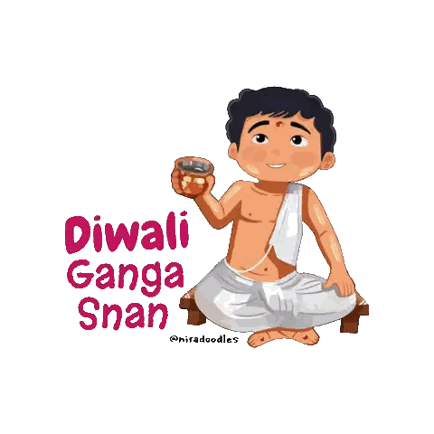 Man Holding Cup With Diwali Ganga Snan Sticker