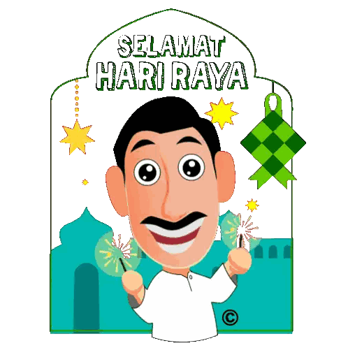 Man Holding Fireworks Selamat Hari Raya Sticker