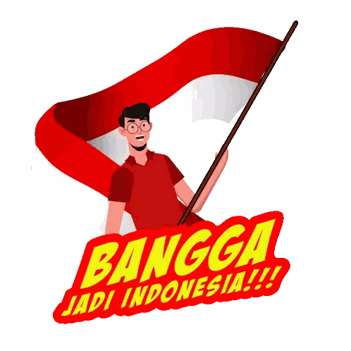 Man Holding Flag Bangga Jadi Indonesia Sticker