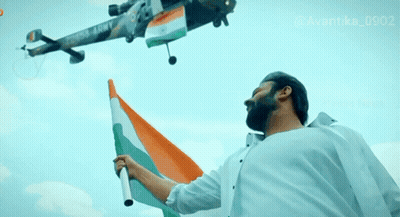 Man Holding Flag Near Helicopter Saying Army GIF
