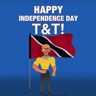 Man Holding Flag Saying Happy Independence Day T&T GIF