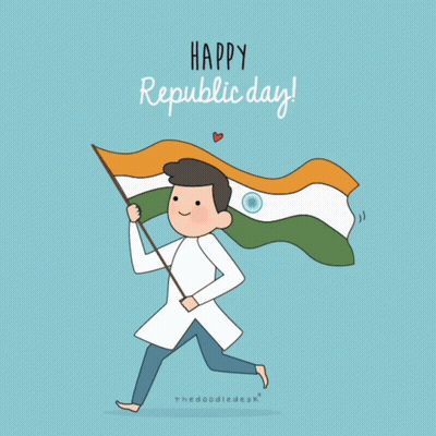 Man Holding Flag Saying Happy Republic Day GIF