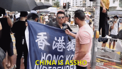 Man Holding Flag Saying Hong Kong Independent GIF