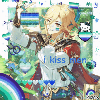 Man Holding Flag Saying I Kiss Men GIF