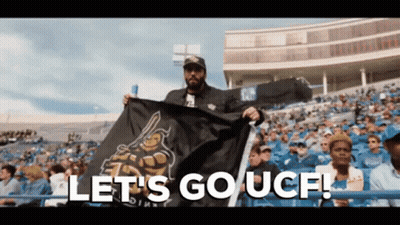 Man Holding Flag Says Let's Go UCF GIF