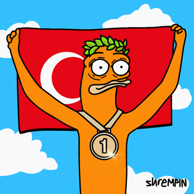 Man Holding Flag With Medal Number 2 GIF