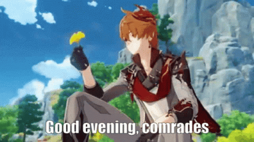 Man Holding Flower Saying Good Evening Comrades GIF