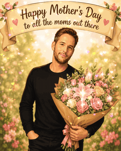 Man Holding Flowers For Mothers Day GIF