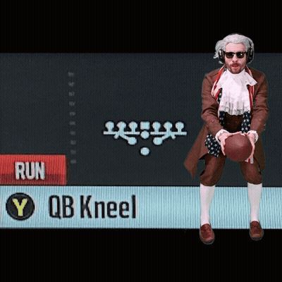Man Holding Football In Front Of Run Sign GIF