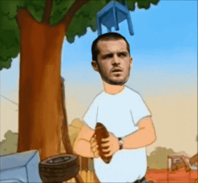 Man Holding Football With Chair Over Head GIF