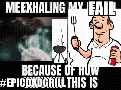 Man Holding Fork Next To Barbecue GIF